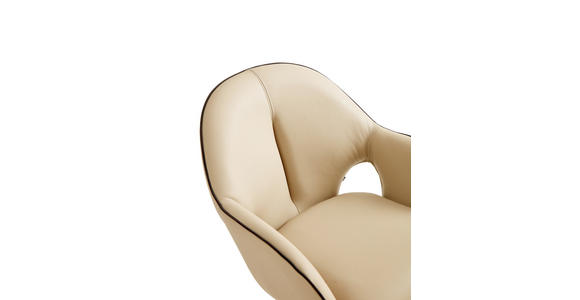 ARMLEHNSTUHL  Sitzfläche 360° drehbar, automatische Rückholfunktion  Echtleder  - Creme/Schwarz, Design, Leder/Metall (62/85/64cm) - Novel