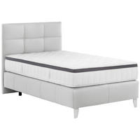 BOXSPRINGBETT 140/200 cm,  in Weiss, Matratze, Topper, H3 = fest  - Chromfarben/Weiss, Konventionell, Leder/Textil (140/200cm) - Novel