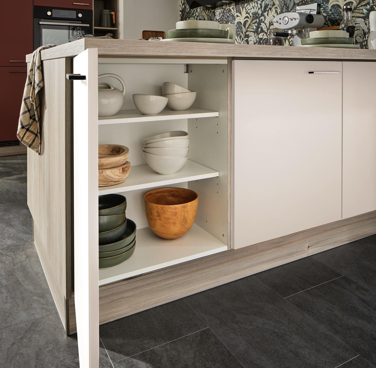 ECKKÜCHE  in Grau, Kaschmir, Tannenholzfarben  - Kaschmir/Tannenholzfarben, Design, Holzwerkstoff/Metall (121,6/280/150cm) - Xora
