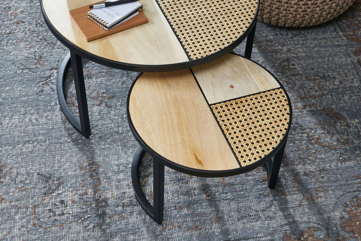 SET KLUB STOLIĆA smeđa  drvo  - smeđa/crna, Moderno, drvo/metal (60/60/37cm) - MID.YOU
