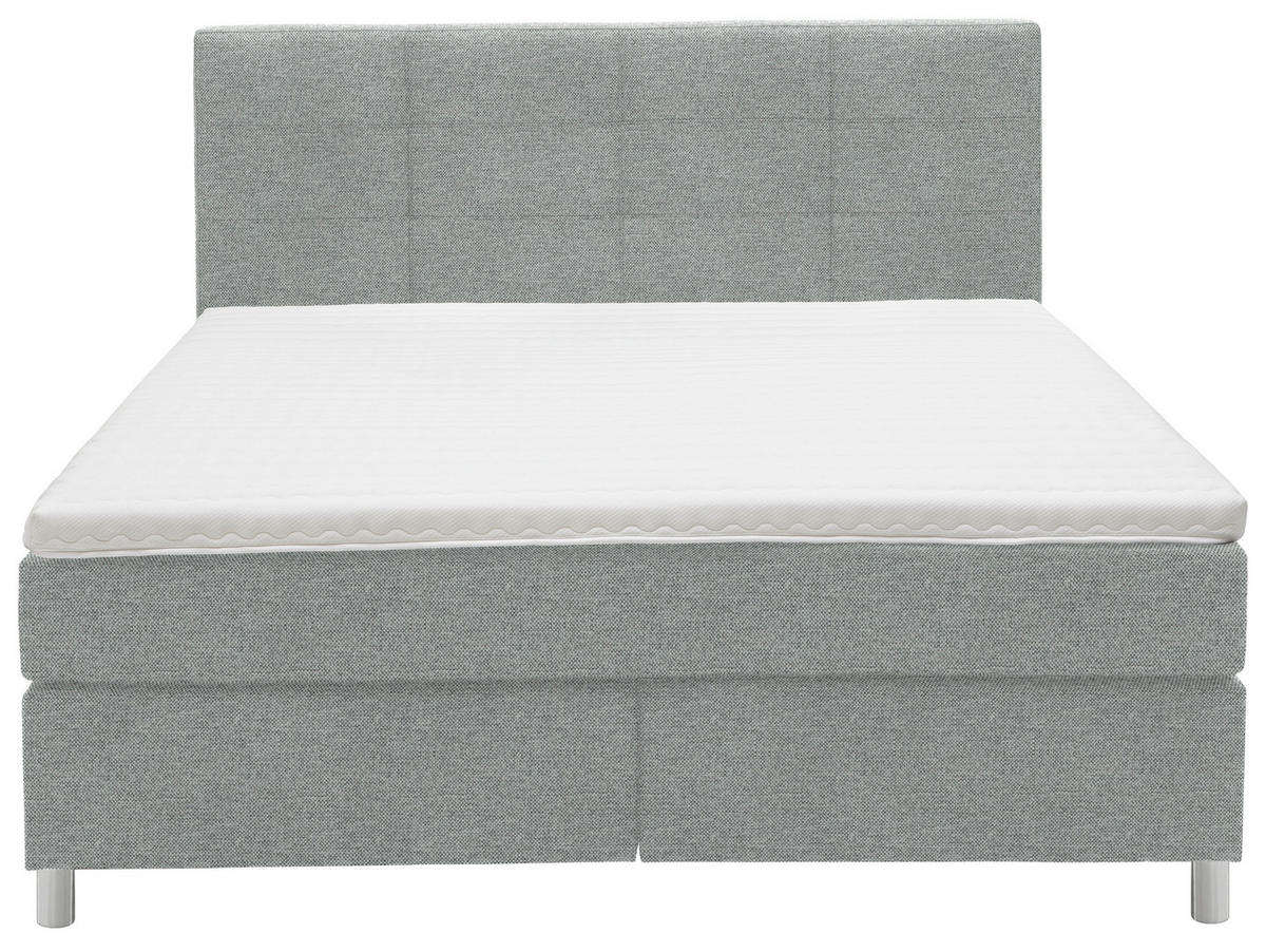 BOXSPRINGBETT 200/200 cm  in Grau  - Chromfarben/Grau, Konventionell, Kunststoff/Textil (200/200cm) - Voleo
