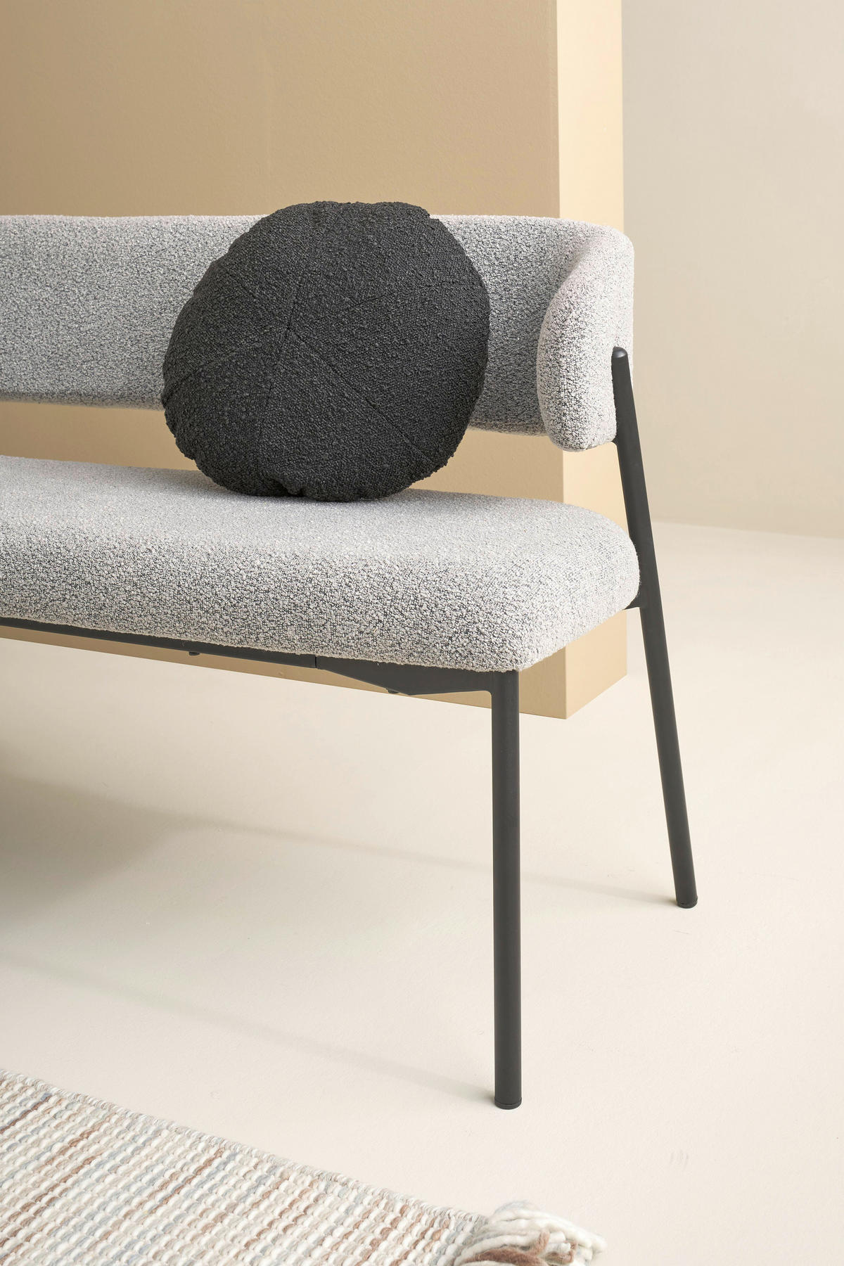 SITZBANK in Metall, Textil Grau  - Grau, MODERN, Textil/Metall (163/80/56cm) - Schöner Wohnen