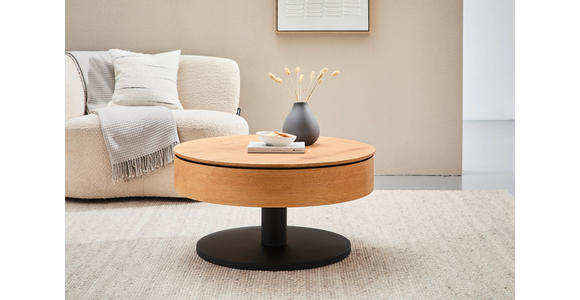 COUCHTISCH in Holz, Holzwerkstoff 78/78/41 cm  - Eichefarben/Schwarz, Natur, Holz/Holzwerkstoff (78/78/41cm) - Waldwelt