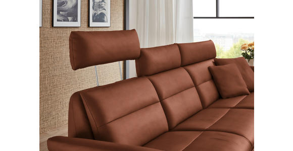 ECKSOFA in Echtleder Cognac 300/157 cm - Cognac/Schwarz, Design, Leder/Metall (300/157cm) - Dieter Knoll