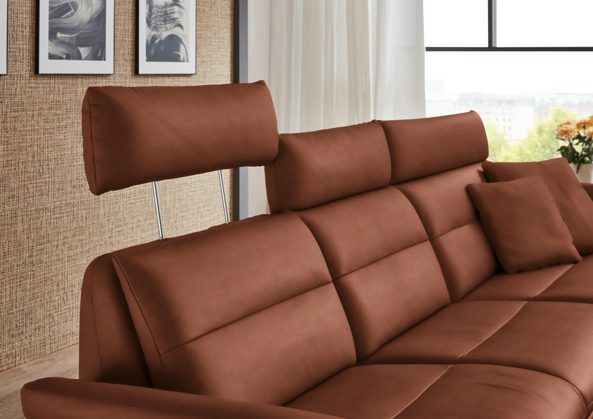 ECKSOFA in Echtleder Cognac  - Cognac/Schwarz, Design, Leder/Metall (300/157cm) - Dieter Knoll