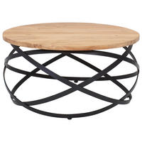 TABLE BASSE bois, métal 80/80/40 cm  - noir/couleur d'acacia, Modern, métal/bois (80/80/40cm) - MID.YOU