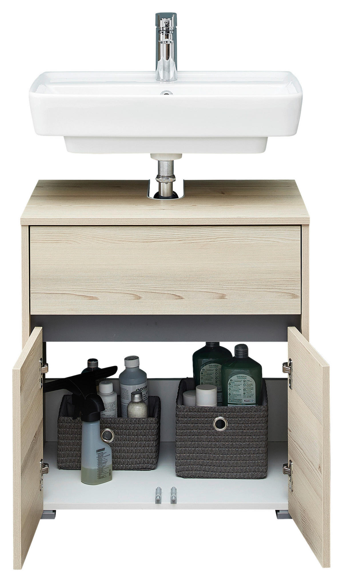 WASCHBECKENUNTERSCHRANK 60/64,4/35 cm  - Silberfarben/Pinienfarben, KONVENTIONELL, Holzwerkstoff/Kunststoff (60/64,4/35cm) - Xora