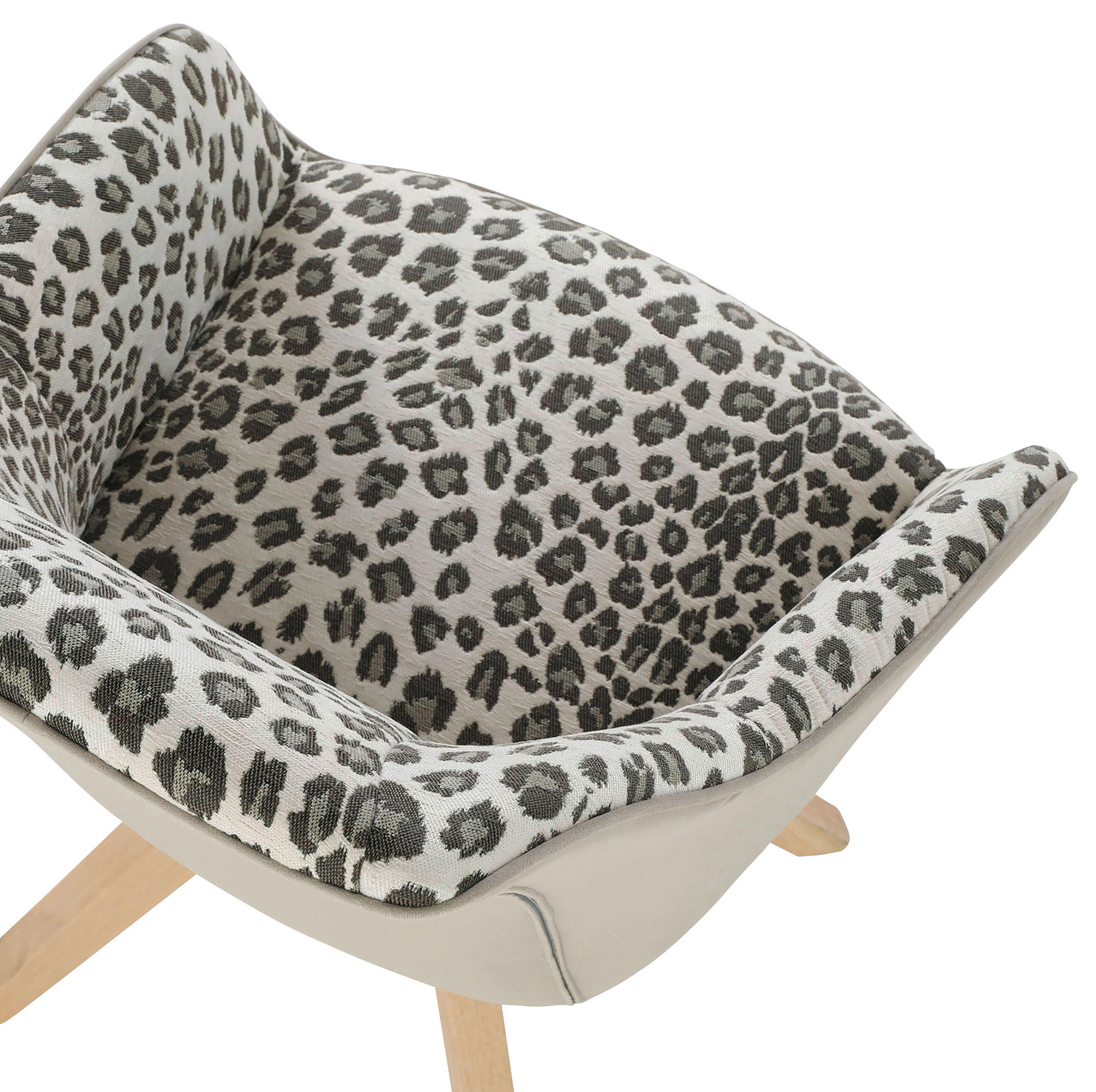 Thumbnail - Livetastic Armlehnstuhl, Grau, Beige, Textil, Eiche, massiv, Animalprint, eckig, 60x83x65 cm, Sitzfläche 360° drehbar, E...