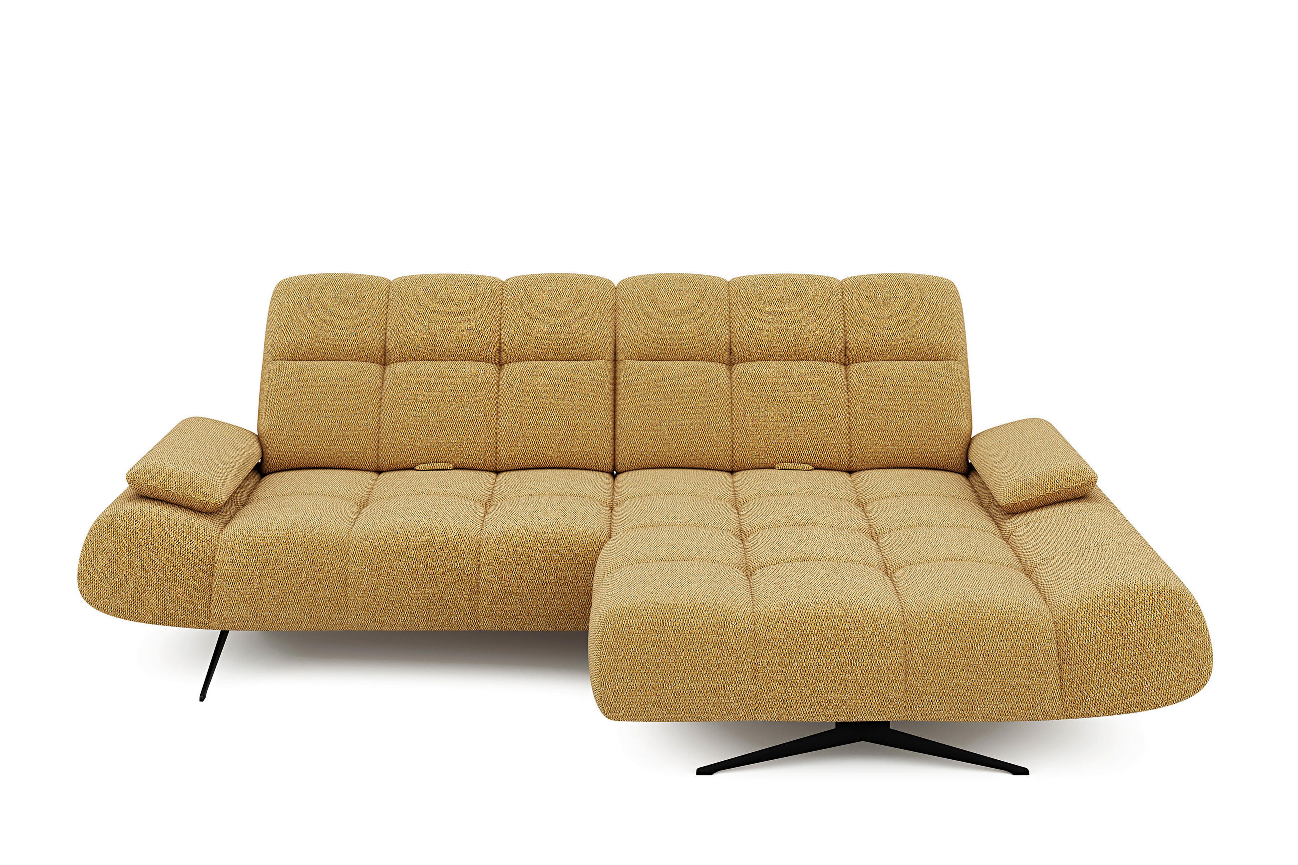 ECKSOFA Honig, Senfgelb Webstoff Armteilverstellung  - Senfgelb/Schwarz, Design, Textil/Metall (286/172cm) - Welnova