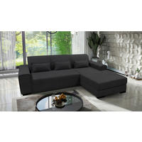 ECKSOFA Dunkelgrau Struktur, Bouclé  - Dunkelgrau/Schwarz, Design, Kunststoff/Textil (270/175cm) - MID.YOU