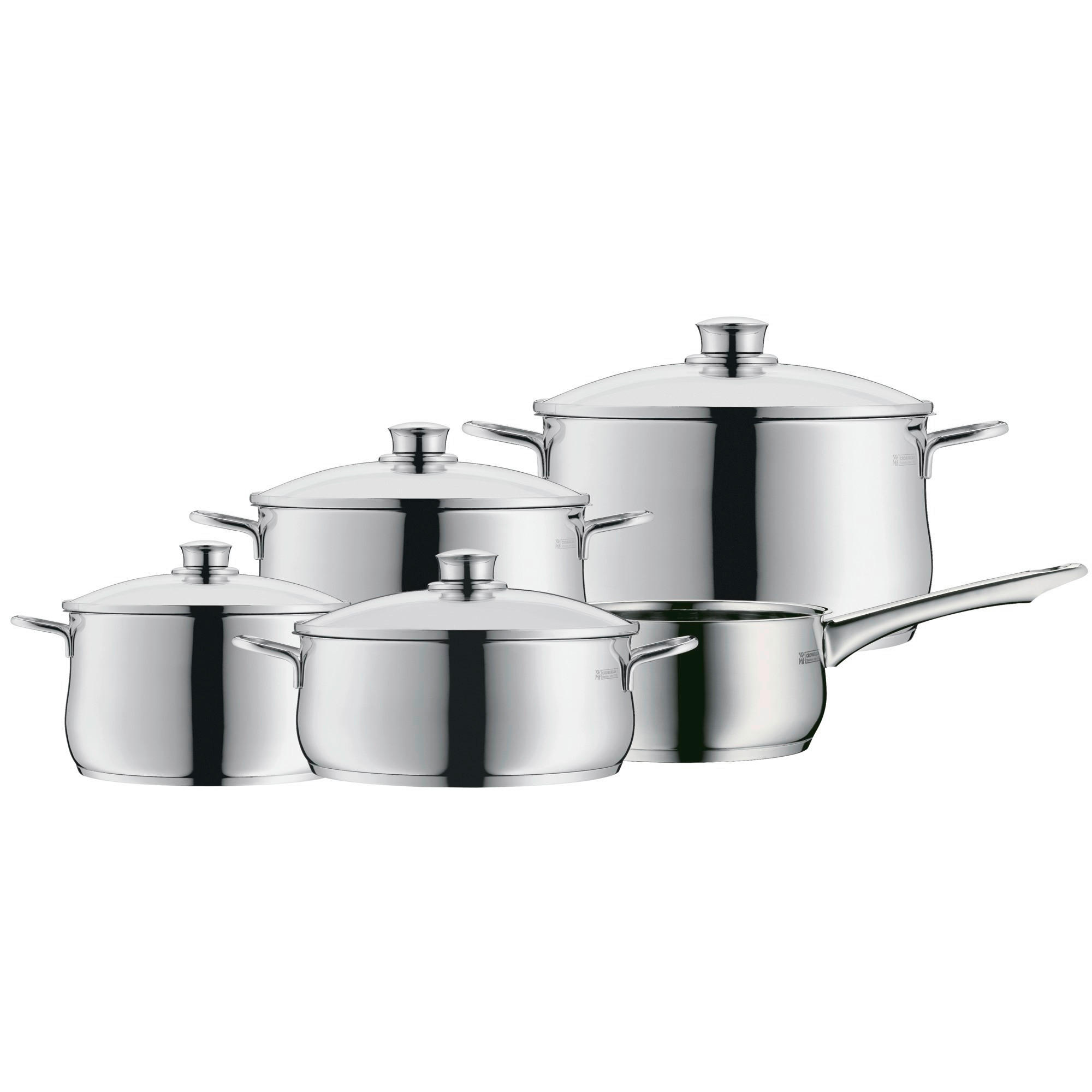 KOCHTOPFSET Diadem 5-teilig  - Edelstahlfarben, Basics, Glas/Metall - WMF