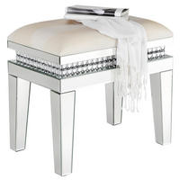 TABURE, steklo, tekstil, leseni material krem barve, srebrne barve  - srebrne barve/krem barve, Trendi, steklo/tekstil (55,5/51,5/35,5cm) - Xora