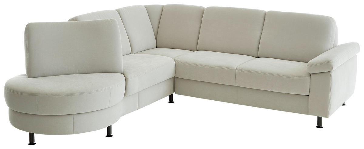 ECKSOFA in Flachgewebe Hellgrau  - Hellgrau/Schwarz, Konventionell, Textil/Metall (252/248cm) - Beldomo Comfort