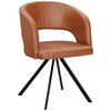 ARMLEHNSTUHL  in Stahl Mikrofaser, Lederlook (vegan)  - Cognac/Schwarz, Konventionell, Textil/Metall (56/84/59cm) - Moderano