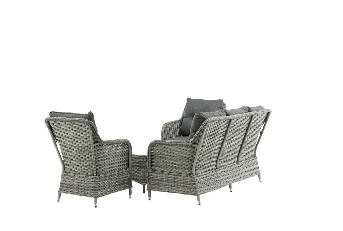 LOUNGEGARNITUR   Rattan  - Grau, KONVENTIONELL, Holz - Gardenson