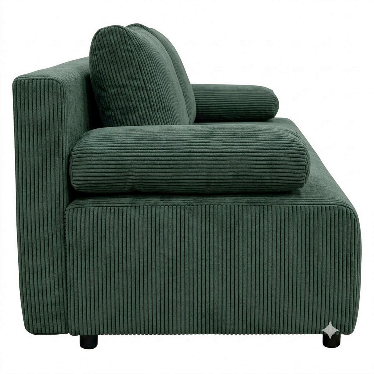 SCHLAFSOFA MILKY Cord Grün  inkl. Rückenkissen, Armlehnenkissen, Bettkasten  - Schwarz/Grün, Design, Kunststoff/Textil (206/87/88cm) - MID.YOU