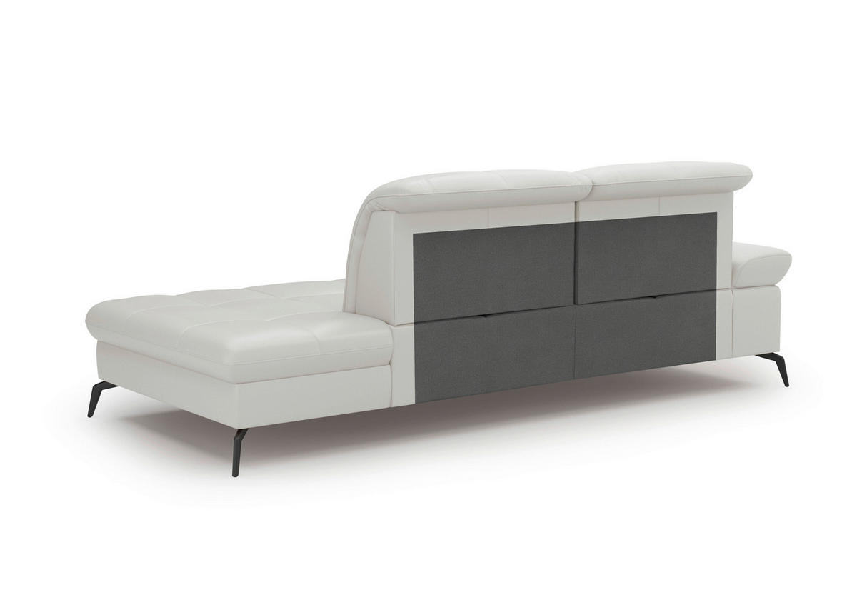 RÉCAMIERE in Vliesstoff Kombination Echtleder/Stoff Weiss  - Weiss/Schwarz, Konventionell, Leder/Textil (231/90/122cm) - Sit & More