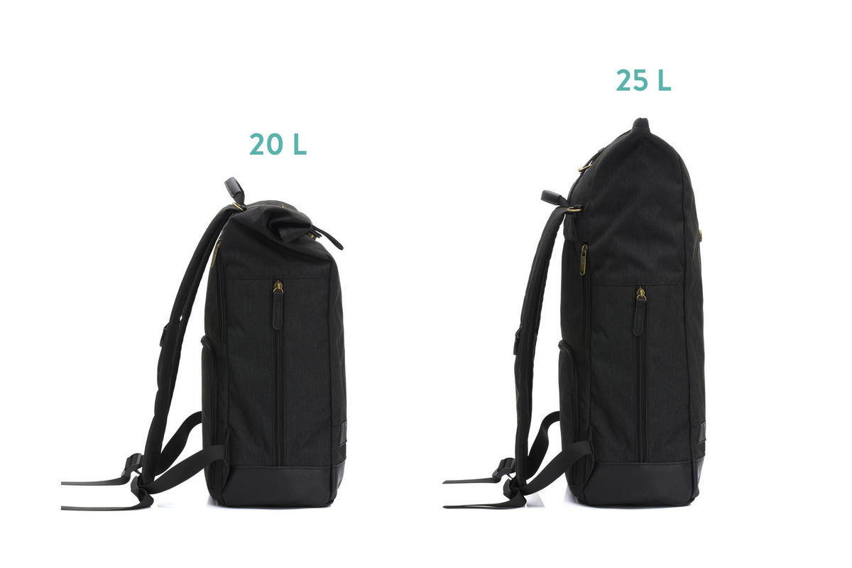 WICKELRUCKSACK  - Schwarz, Basics, Leder/Textil (53/39/16cm) - Fillikid