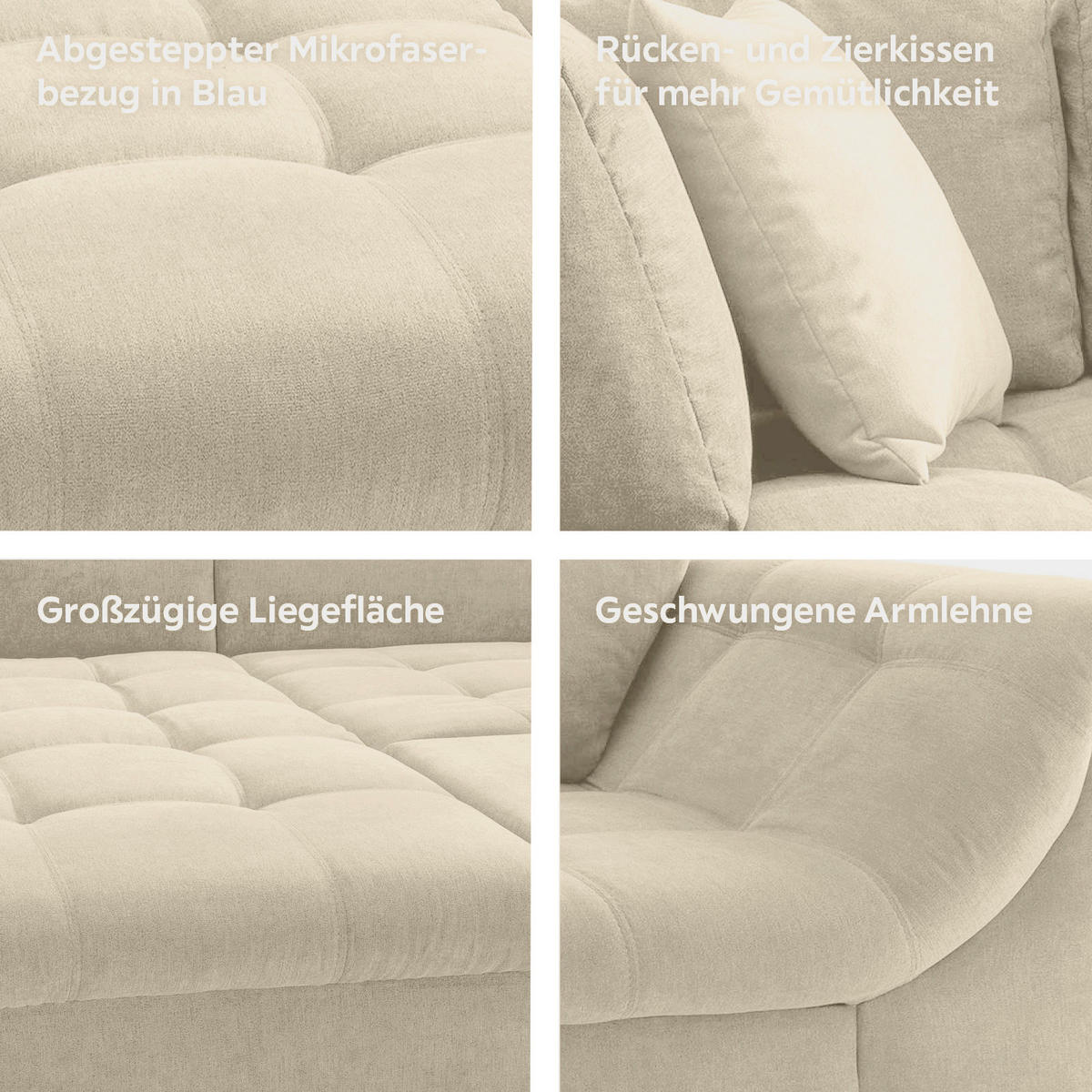 HÖRNSOFFA i mikrofiber beige  - beige/kromfärg, Design, textil (190/250cm) - Livetastic