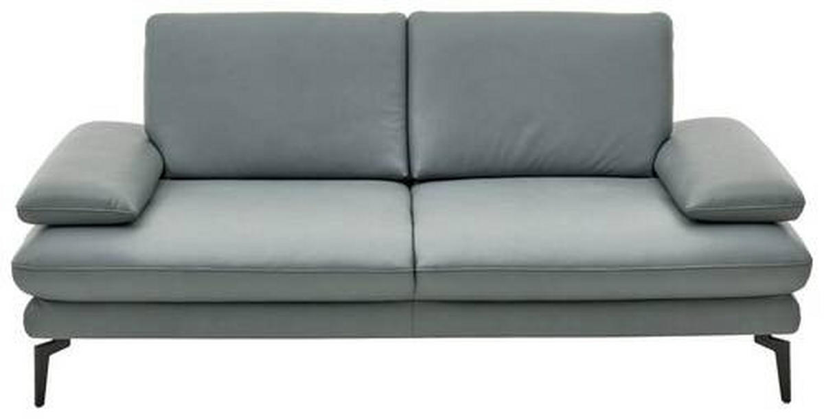 2,5-SITZER in Echtleder Grau  - Schwarz/Grau, Design, Leder/Metall (196/86/104cm) - Dieter Knoll