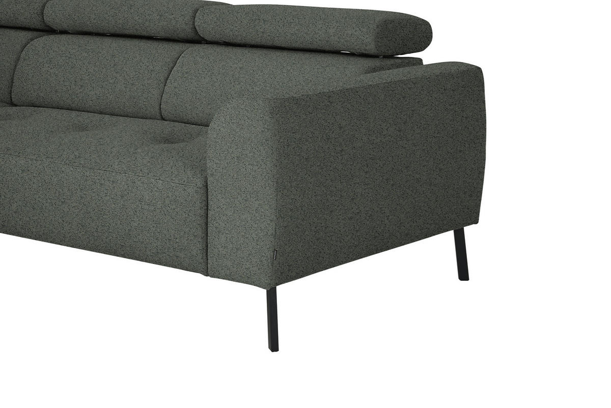 ECKSOFA in Struktur Grau  205/280 cm  - Schwarz/Grau, Design, Textil/Metall (205/280cm) - Xora