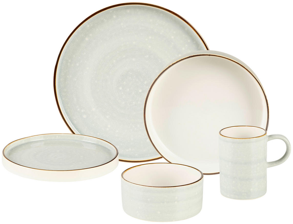 KOMBISERVICE Grau BREDA EISGRAU 10-teilig 2 Personen  - Grau, Trend, Keramik - Landscape