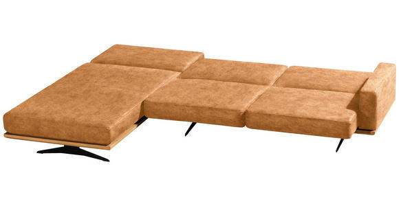 ECKSOFA in Flachgewebe Gelb  - Gelb/Schwarz, Natur, Holz/Textil (170/326cm) - Valnatura