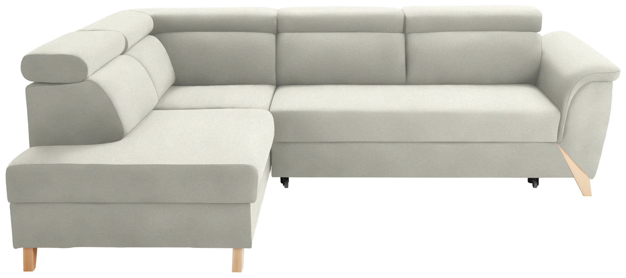 ECKSOFA  in Chenille Creme  200/265 cm  - Creme/Naturfarben, KONVENTIONELL, Holz/Textil (200/265cm) - Stylife