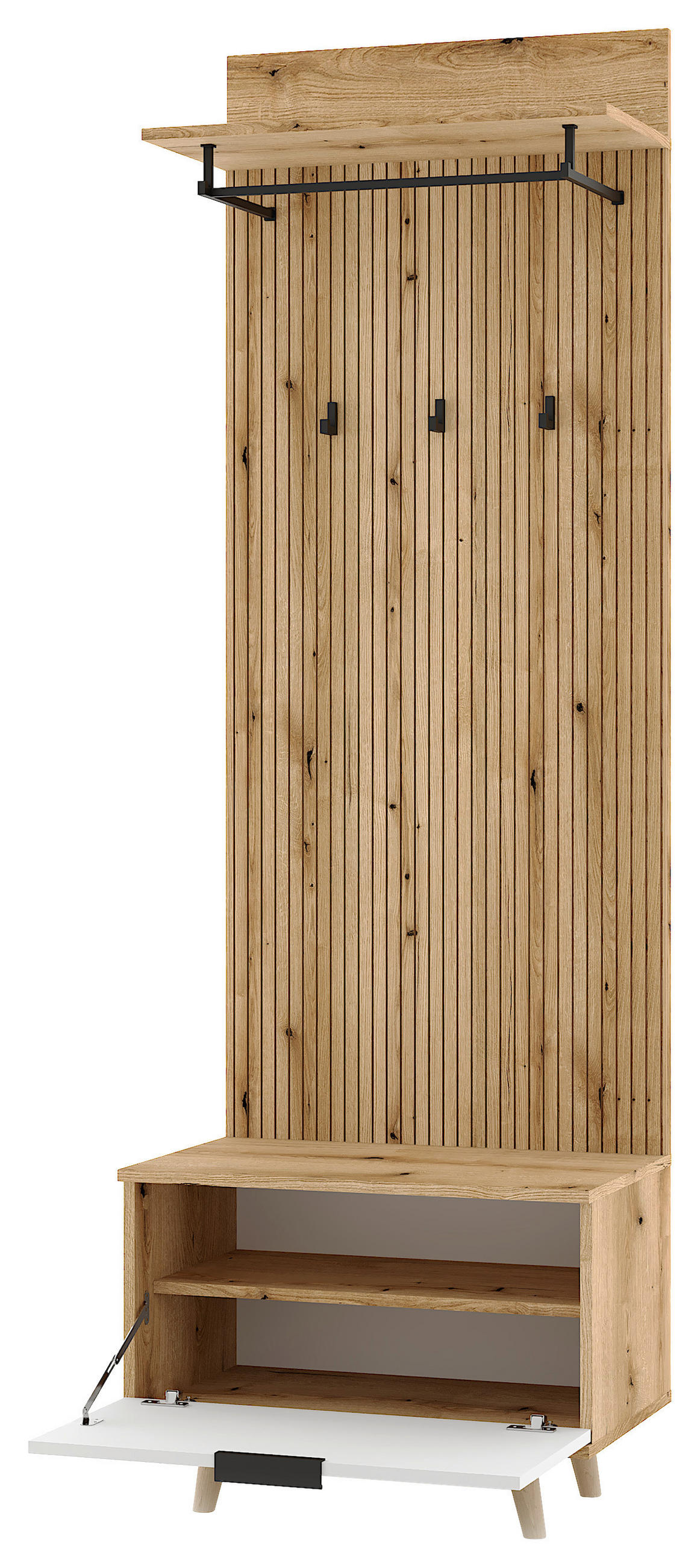ŠATNA, bílá, barvy dubu, 65/204/40 cm - bílá/barvy dubu, Design, kompozitní dřevo (65/204/40cm) - MID.YOU