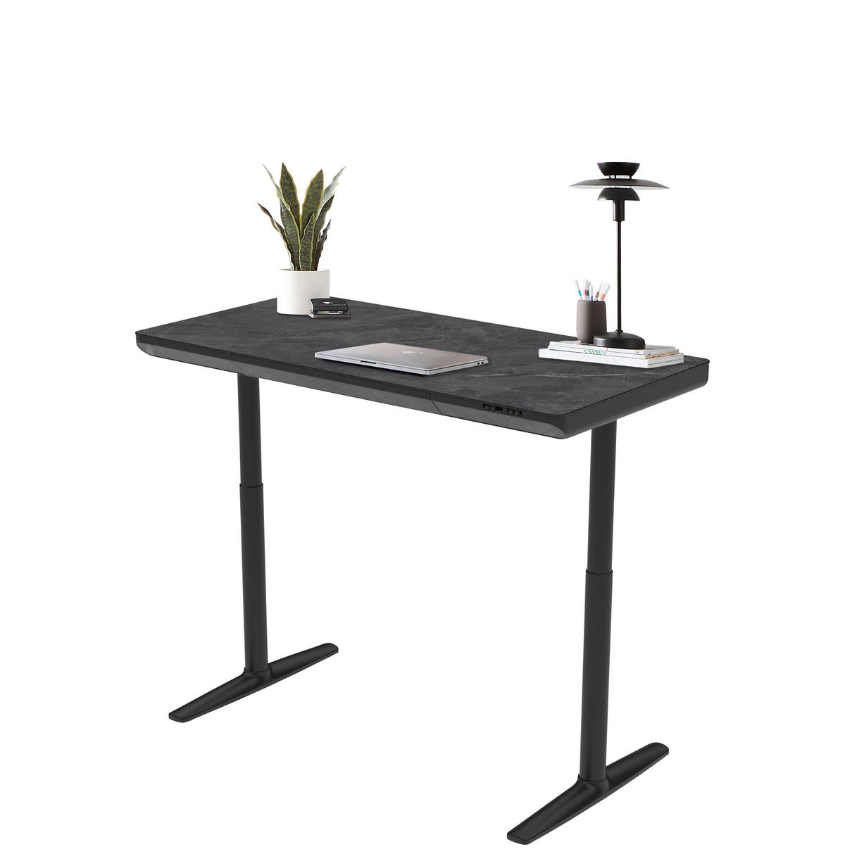 SKRIVBORD 140/70/73-118 cm  i svart  - svart, Design, metall/trämaterial (140/70/73-118cm) - Novel