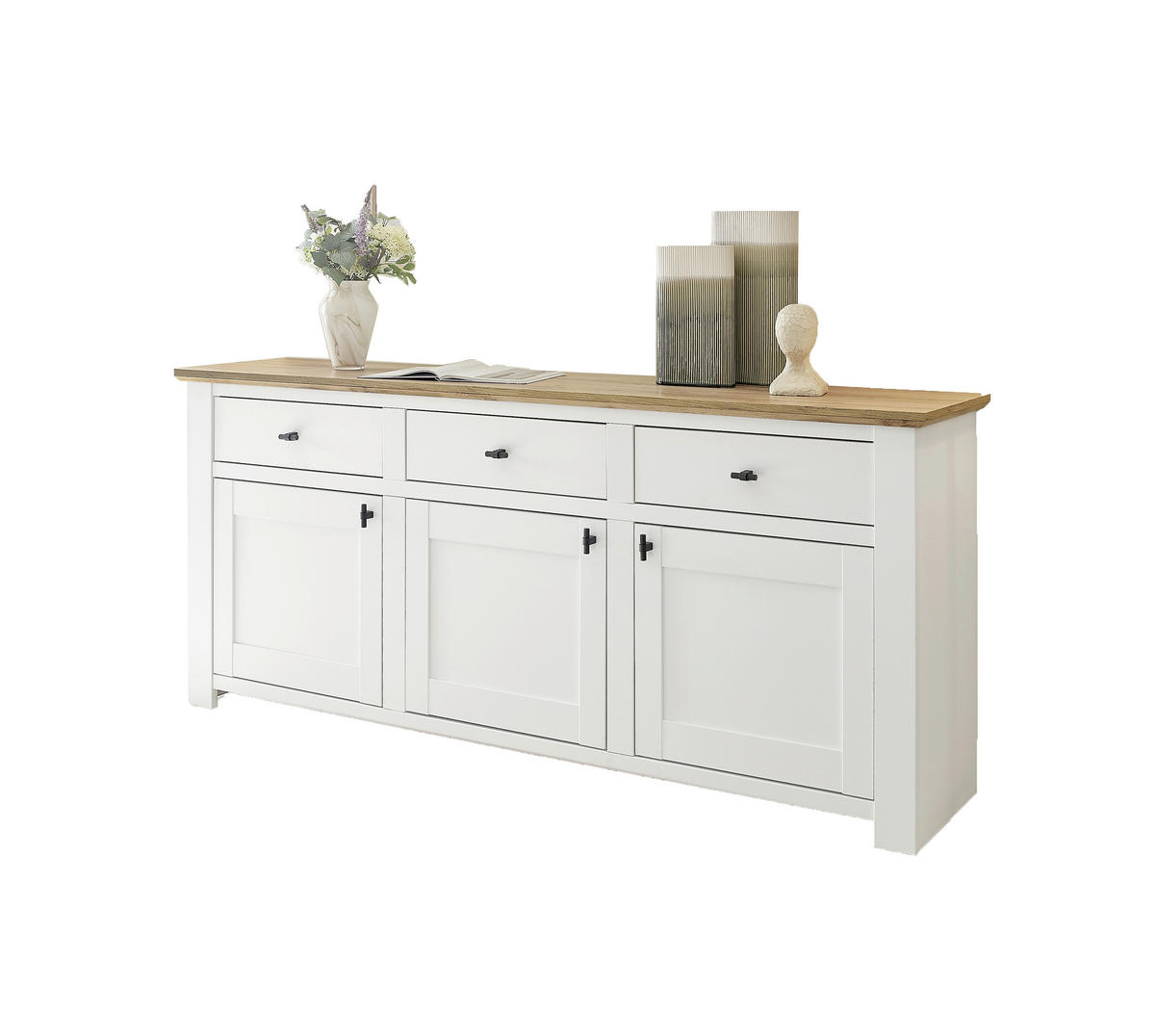 SIDEBOARD  198/88/45 cm 3 Schublade(n)  - Eichefarben/Eiche Wotan, Design, Holzwerkstoff/Metall (198/88/45cm) - MID.YOU