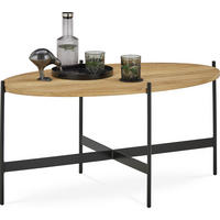 COUCHTISCH Eiche massiv 100/60/39 cm oval Schwarz, Eichefarben  - Eichefarben/Schwarz, Natur, Holz/Metall (100/60/39cm) - SetOne by Musterring