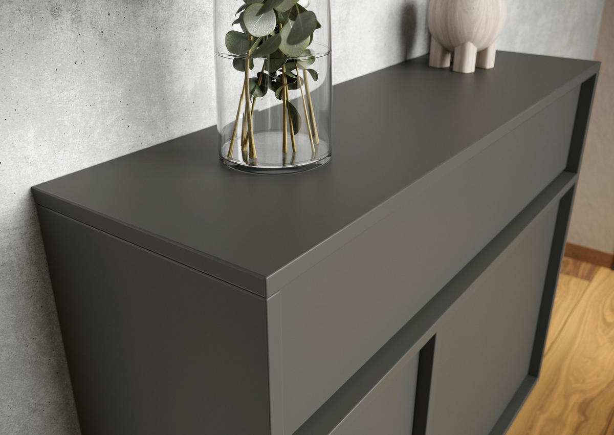 SCHUHSCHRANK Ameca  in 83/63/25 cm  - Schwarz/Graphitfarben, Design, Holzwerkstoff/Kunststoff (83/63/25cm)