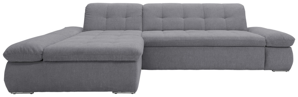 ECKSOFA in Mikrofaser Dunkelgrau  172/300 cm  - Chromfarben/Dunkelgrau, KONVENTIONELL, Textil/Metall (172/300cm) - MID.YOU