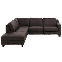 ECKSOFA in Echtleder Mokka  - Eichefarben/Mokka, Design, Leder/Holz (235/259cm) - Valdera