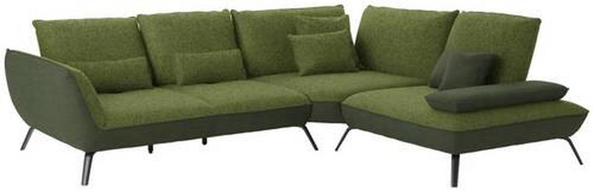 ECKSOFA in Flachgewebe Grün  - Schwarz/Grün, Design, Textil/Metall (310/250cm) - Moderano