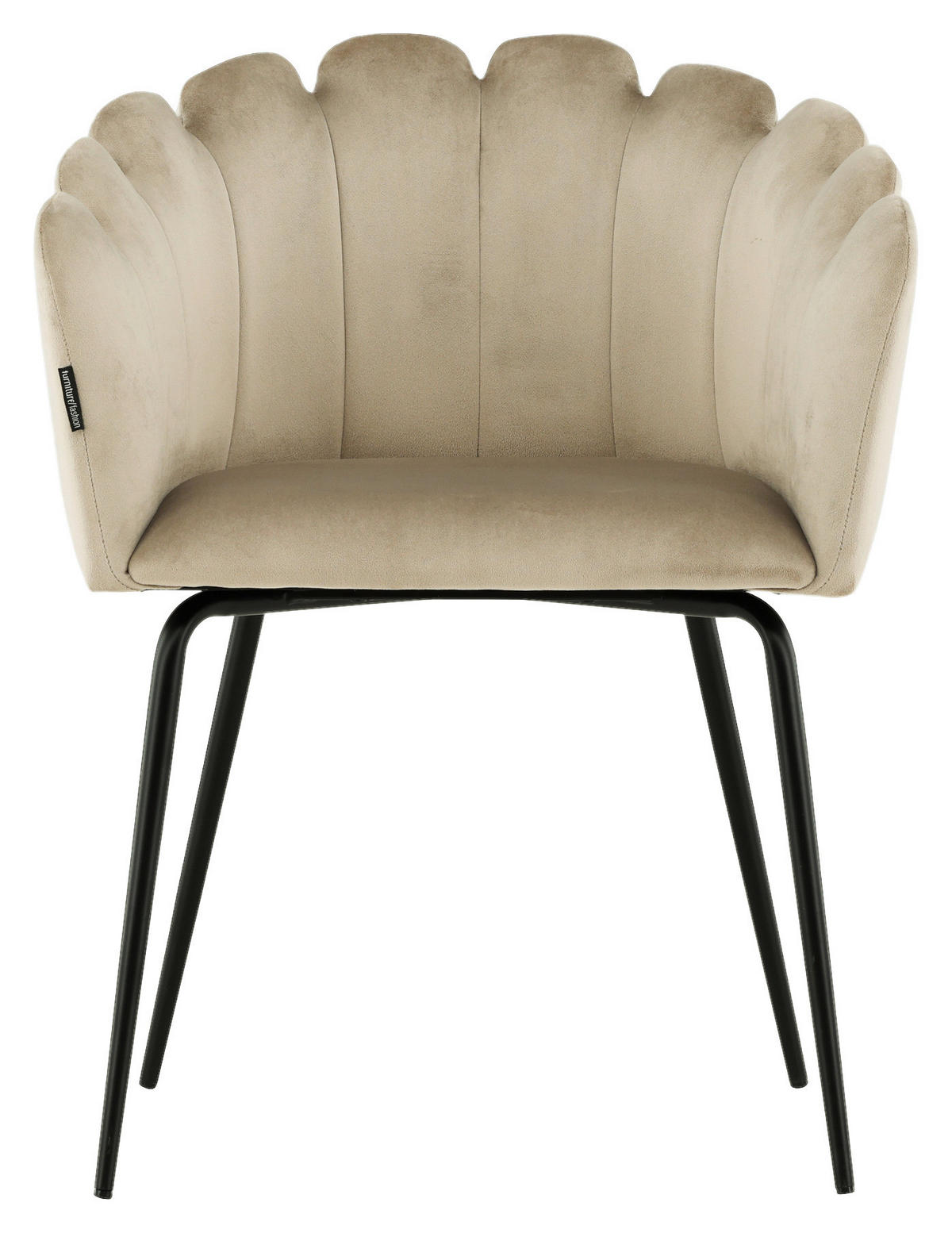 STUHL Samt Schwarz, Beige  - Beige/Schwarz, Design, Textil/Metall (52/76.5/51cm) - Livetastic