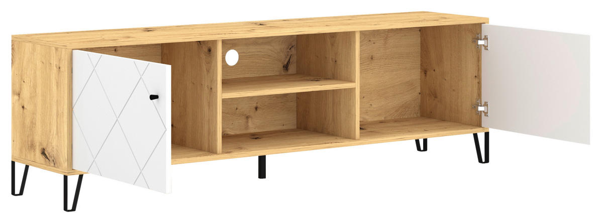 LOWBOARD  in 183,4/55,2/40 cm  - Schwarz/Weiß, Design, Holzwerkstoff/Metall (183,4/55,2/40cm) - Boxxx