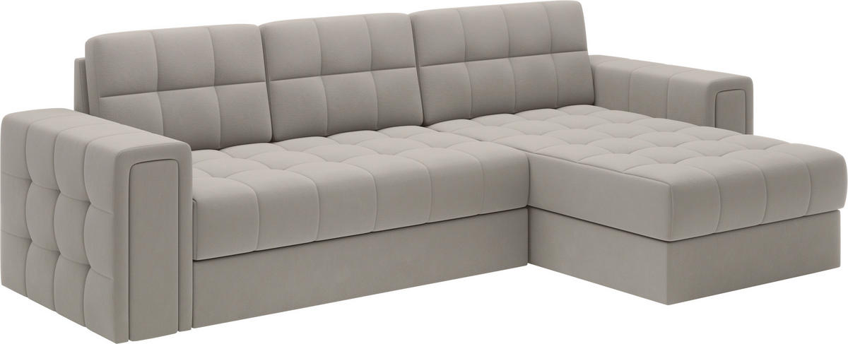 ECKSOFA Plüsch Beige  - Beige, Design, Kunststoff/Textil (260/150cm) - MID.YOU