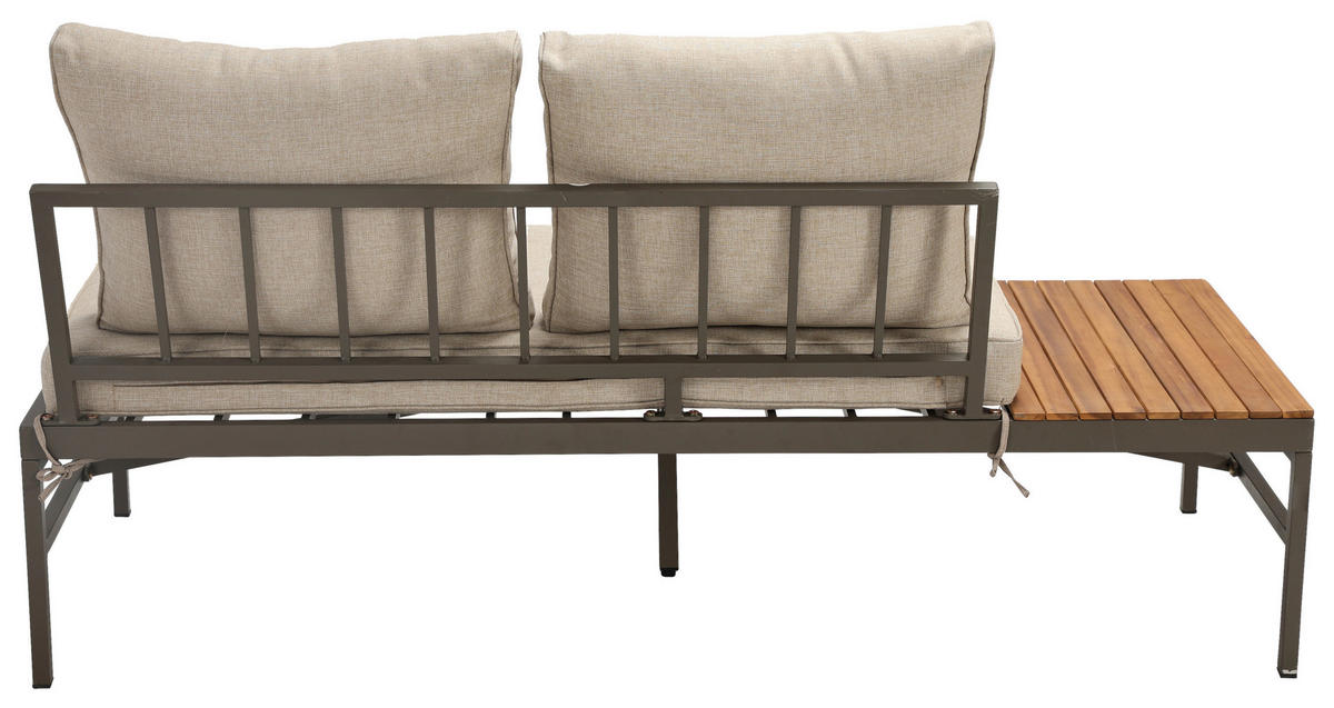 LOUNGEGARNITUR   57/35/57 cm Akazie vollmassiv Aluminium  - Beige/Beigebraun, MODERN, Holz/Textil (57/35/57cm) - Ambia Garden