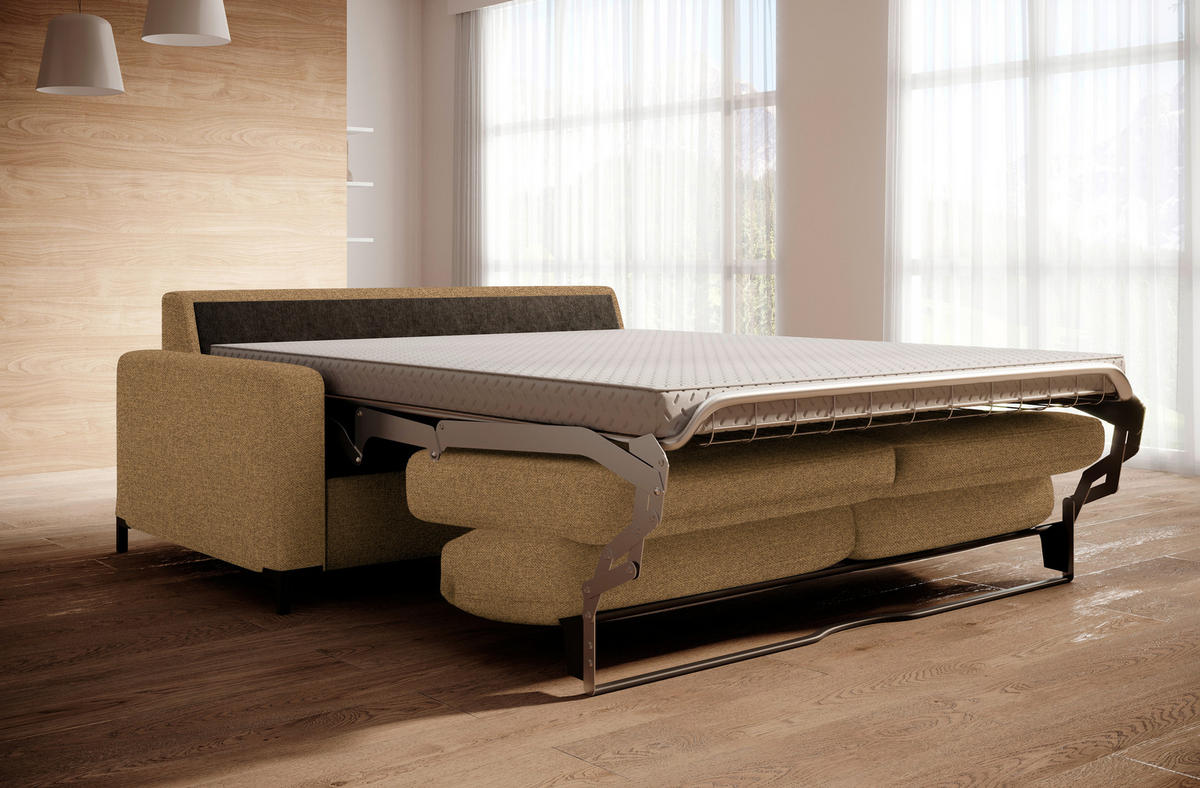 SCHLAFSOFA in Textil Goldfarben  - Goldfarben/Schwarz, Konventionell, Textil/Metall (187/84/97cm) - Welnova