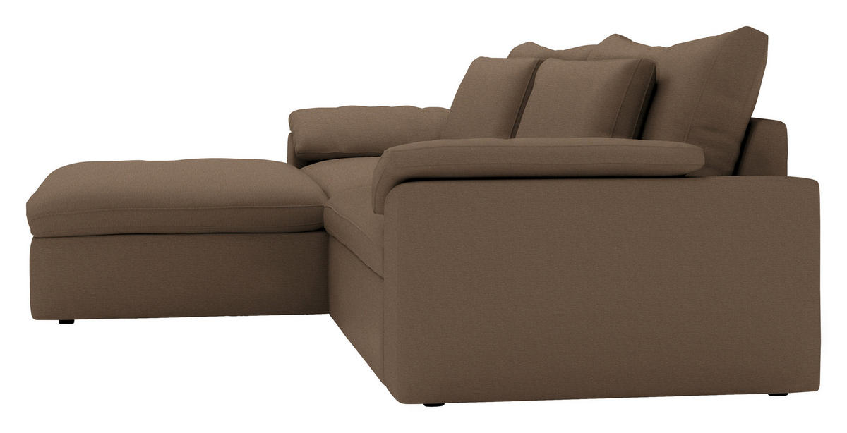 ECKSOFA  Chenille Hellbraun  - Hellbraun/Schwarz, Modern, Kunststoff/Textil (198/306cm) - Carryhome