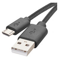 NABÍJECÍ USB KABEL - černá, Basics, textil/plast (200cm)