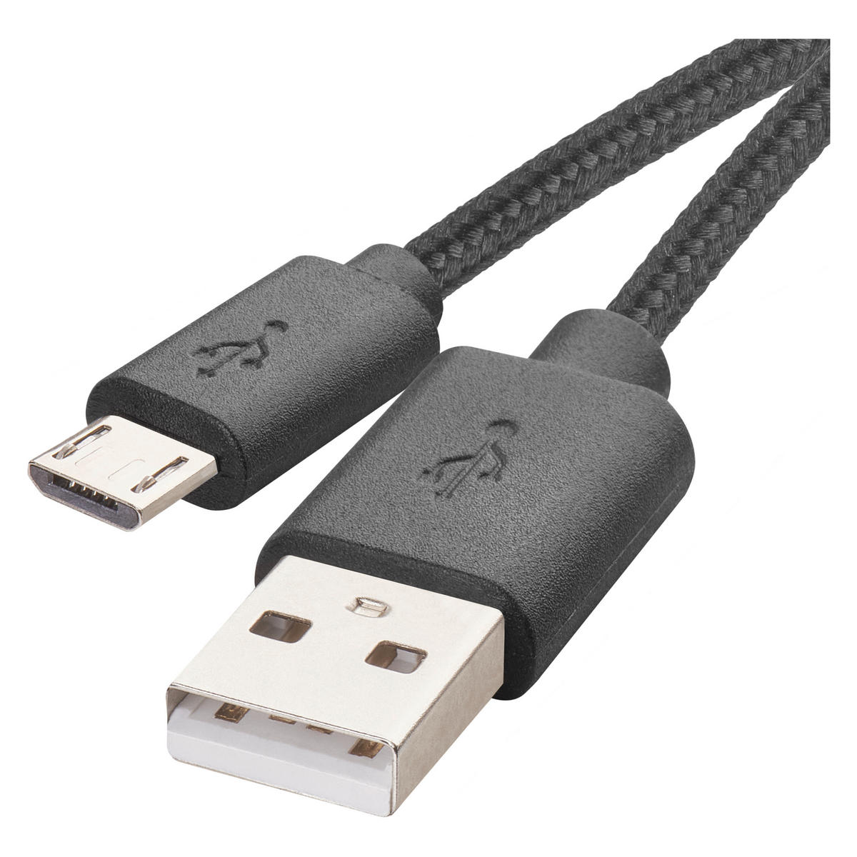 NABÍJECÍ USB KABEL - černá, Basics, textil/plast (200cm)