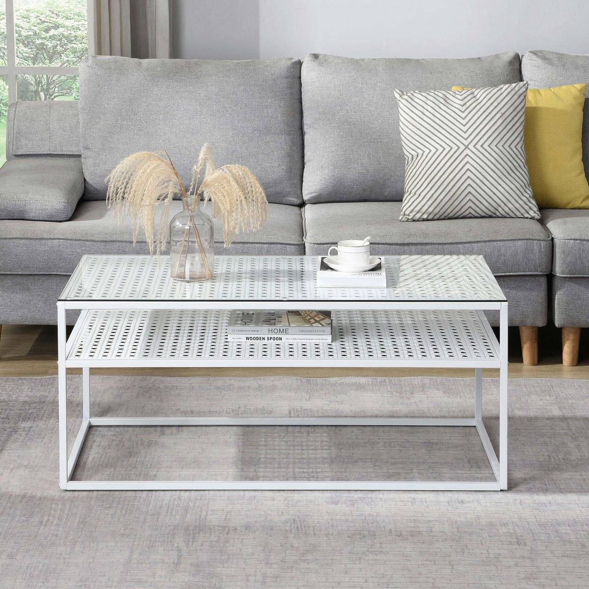 COUCHTISCH in Glas 100/50/45 cm  - Weiß, Design, Glas/Metall (100/50/45cm) - MID.YOU