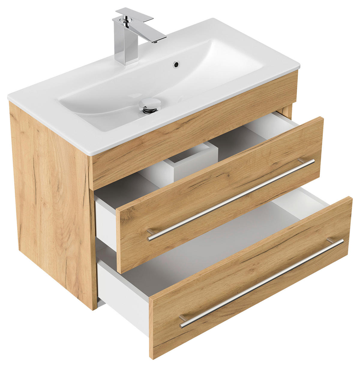 BADEZIMMER  in 70,4 cm  - Eichefarben/Silberfarben, MODERN, Keramik/Holzwerkstoff (70,4cm) - MID.YOU