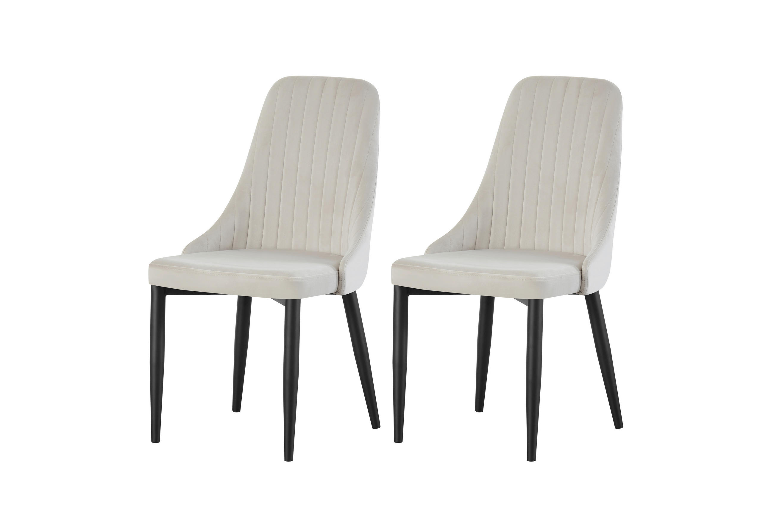 STUHL-SET 2 Stück  in Webstoff  - Creme/Schwarz, MODERN, Textil/Metall (44/88/58cm) - MID.YOU