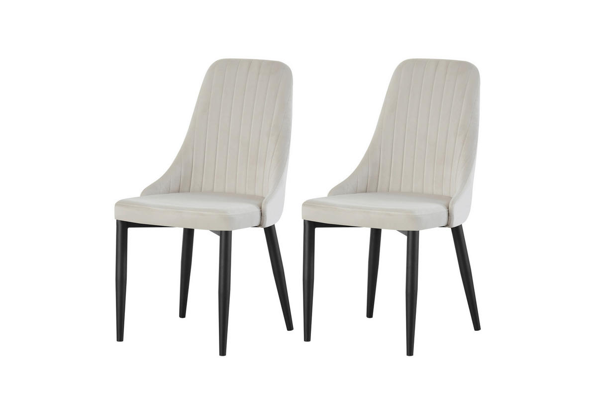 STUHL-SET 2 Stück  in Webstoff  - Creme/Schwarz, MODERN, Textil/Metall (44/88/58cm) - MID.YOU