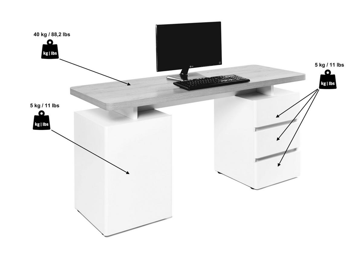 SCHREIBTISCH 150/55/75,5 cm Eichefarben Stauraum, seitenverkehrt montierbar, in verschiedenen Holz-Dekoren erhältlich  - Eichefarben, KONVENTIONELL, Holzwerkstoff (150/55/75,5cm) - MID.YOU