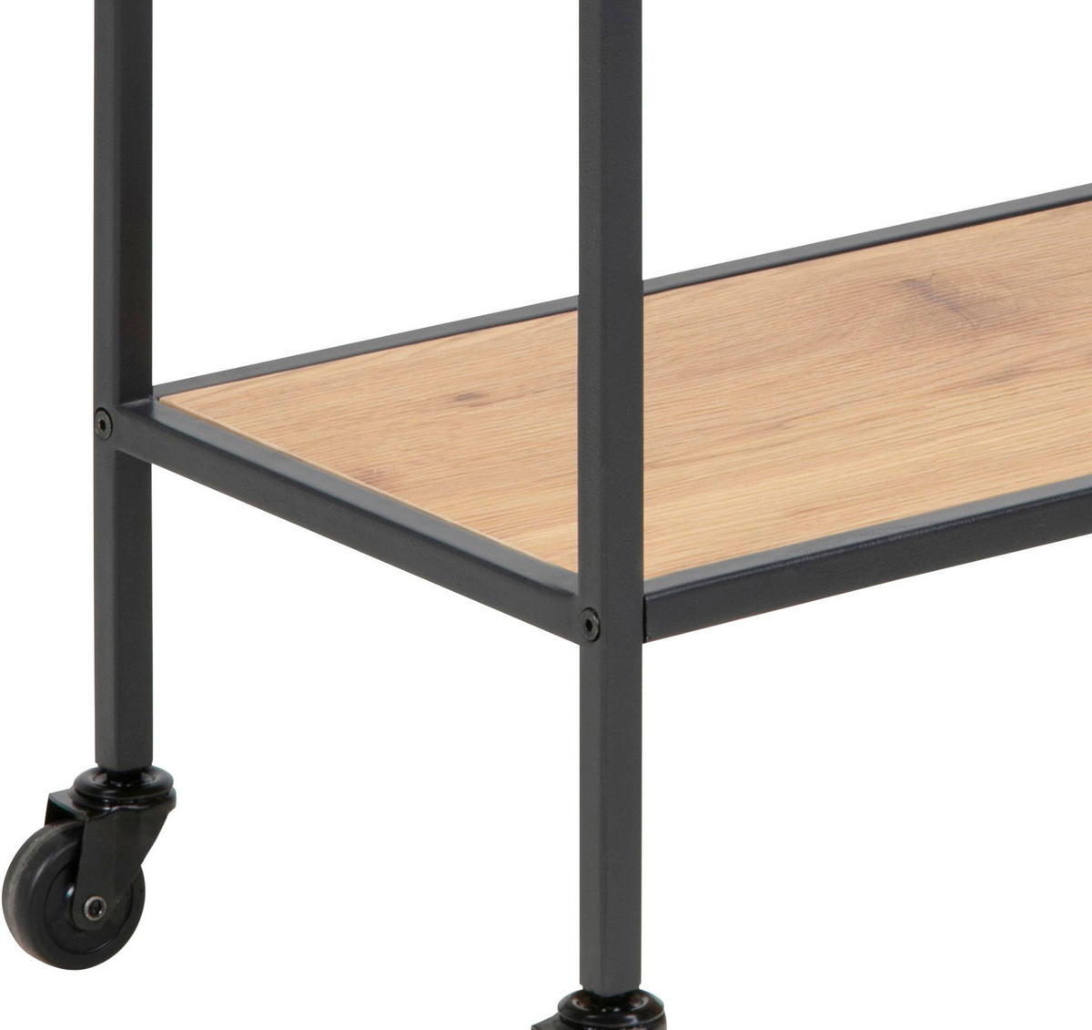 SERVIRNA MIZICA     60/30/75 cm         - črna/barve hrasta, Trend, kovina/leseni material (60/30/75cm) - Carryhome